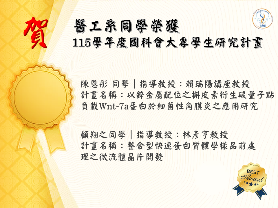 【榮譽】恭喜 醫工系同學榮獲 115學年度國科會大專學生研究計畫.png