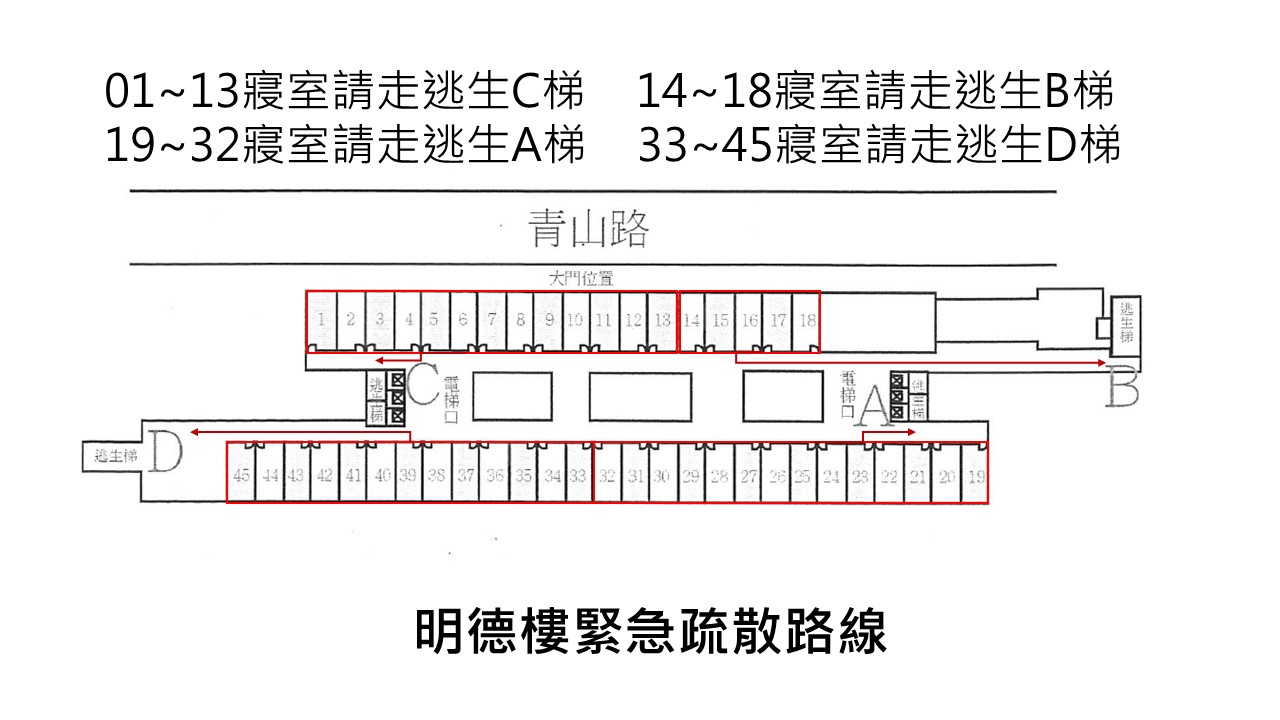 明德樓緊急疏散路線