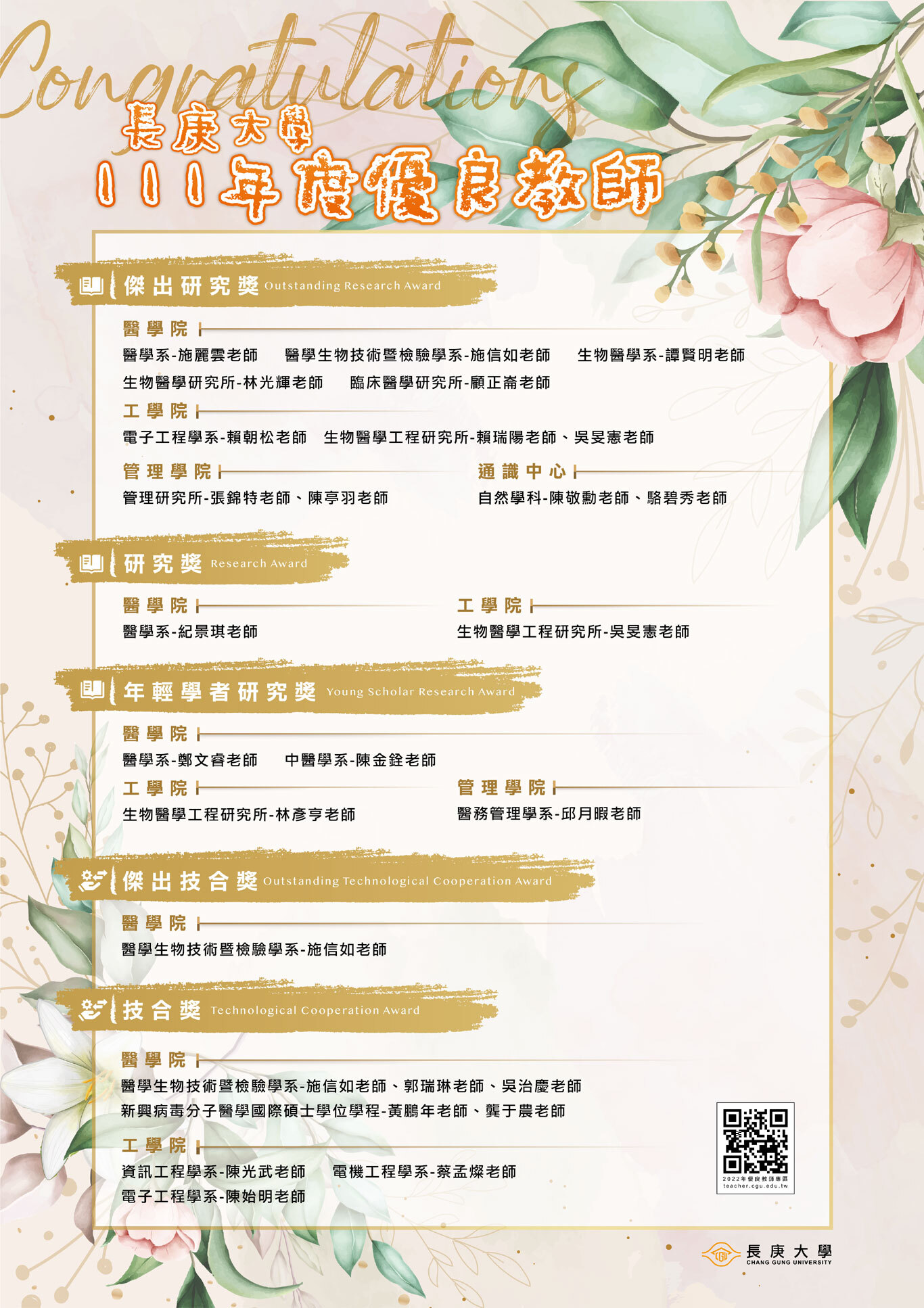 111年度優良教師