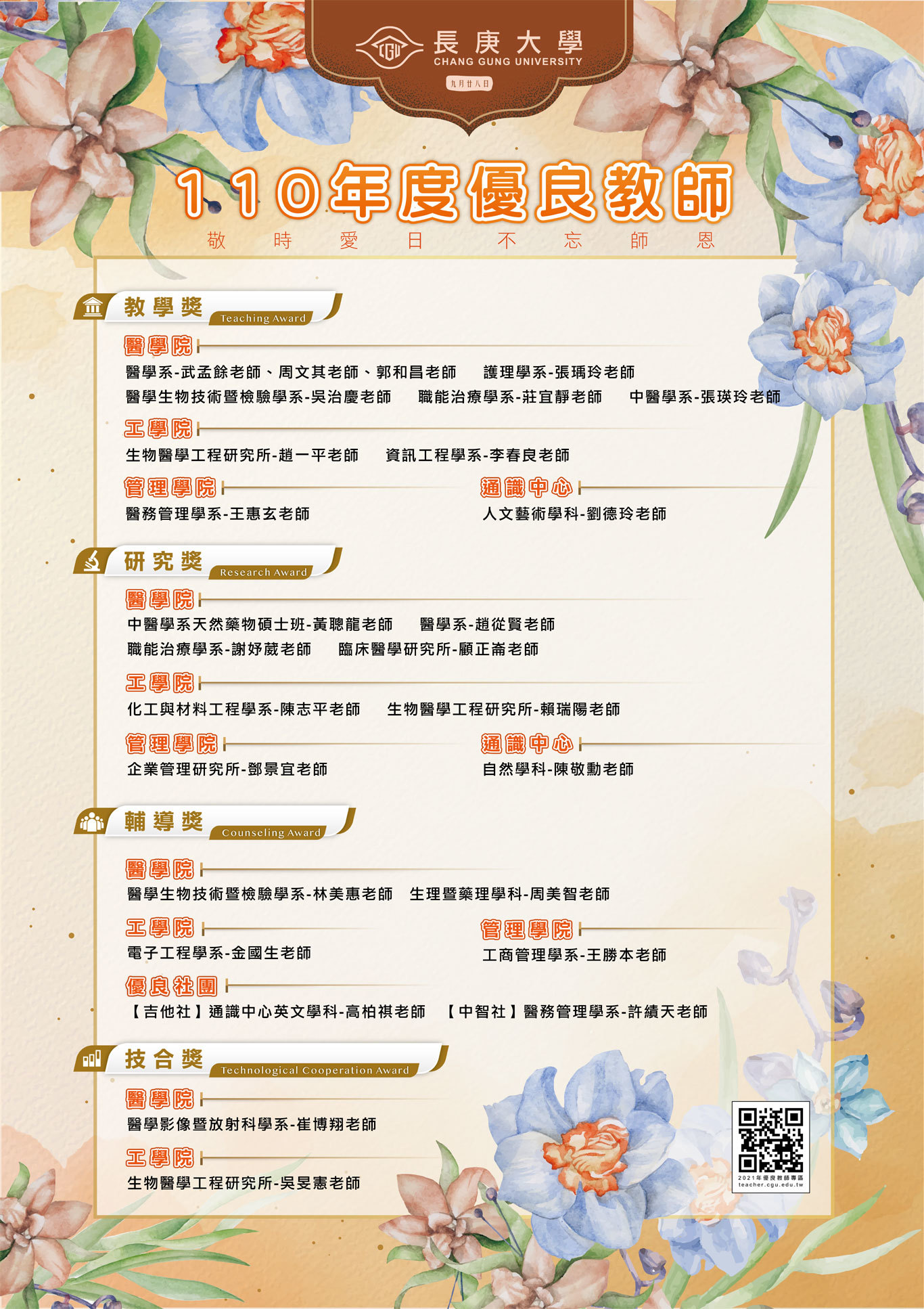 110年度優良教師