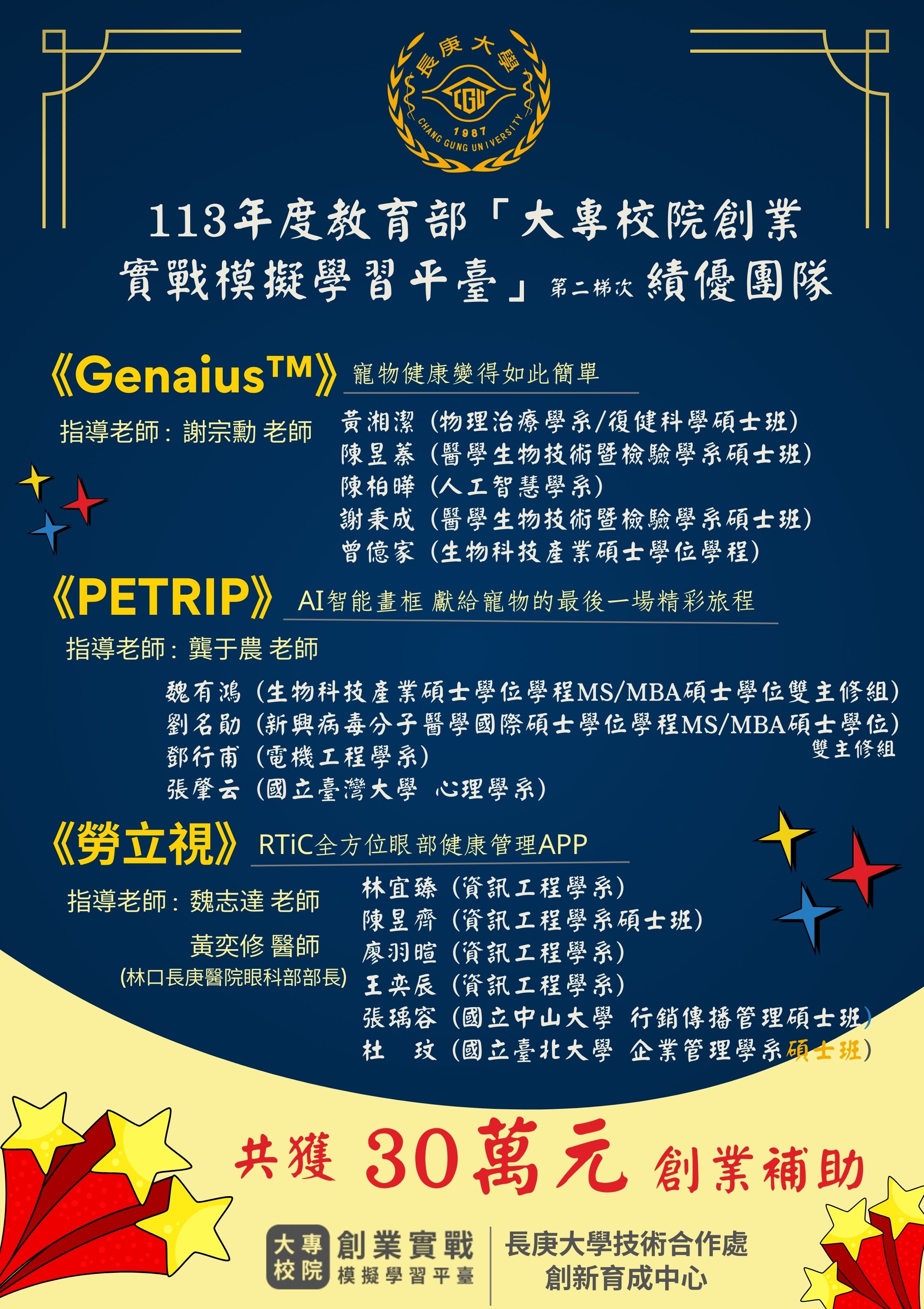 113(第二梯)實戰模擬平台獲獎團隊名單