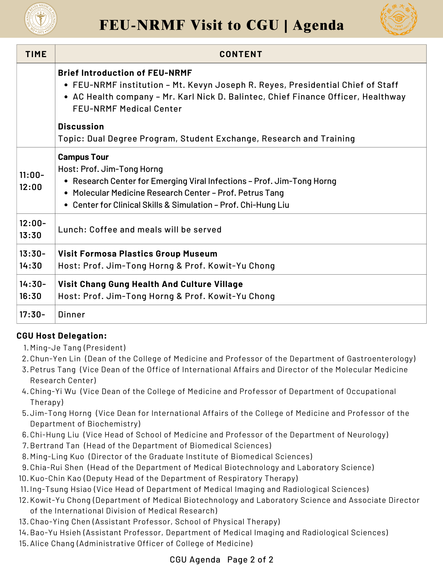 FEU-NRMF Agenda p2